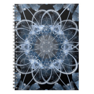 Computer fractal illustration of grey blue winter notebook