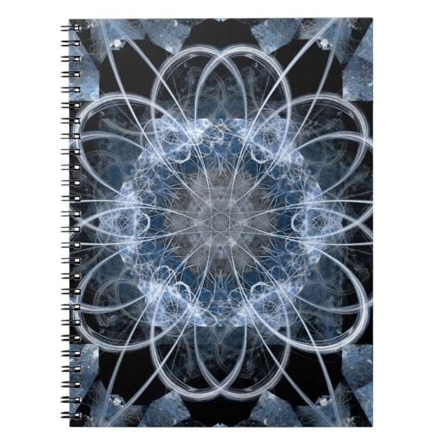 Computer fractal illustration of grey blue winter  notebook (Front)