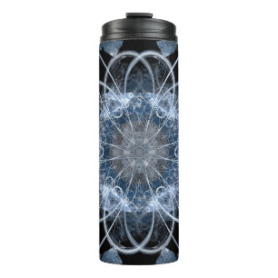 Computer fractal illustration of grey blue winter thermal tumbler