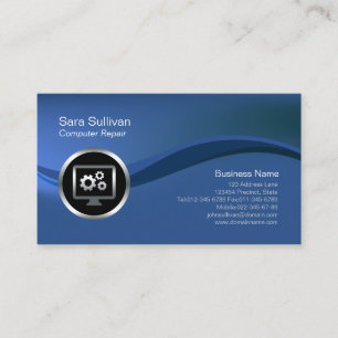 Computer Gears Icon Computer Repair Business Card