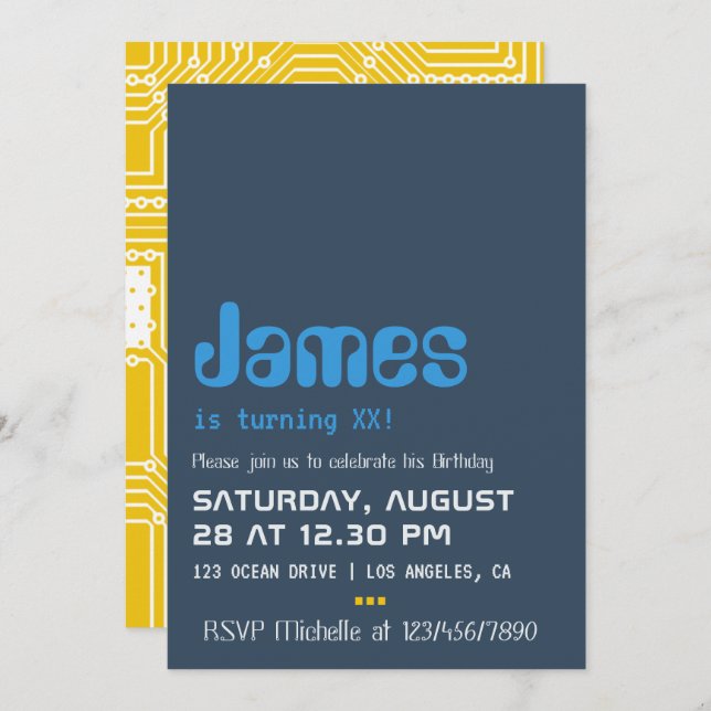 Computer Geek Birthday Party Invitation (Front/Back)
