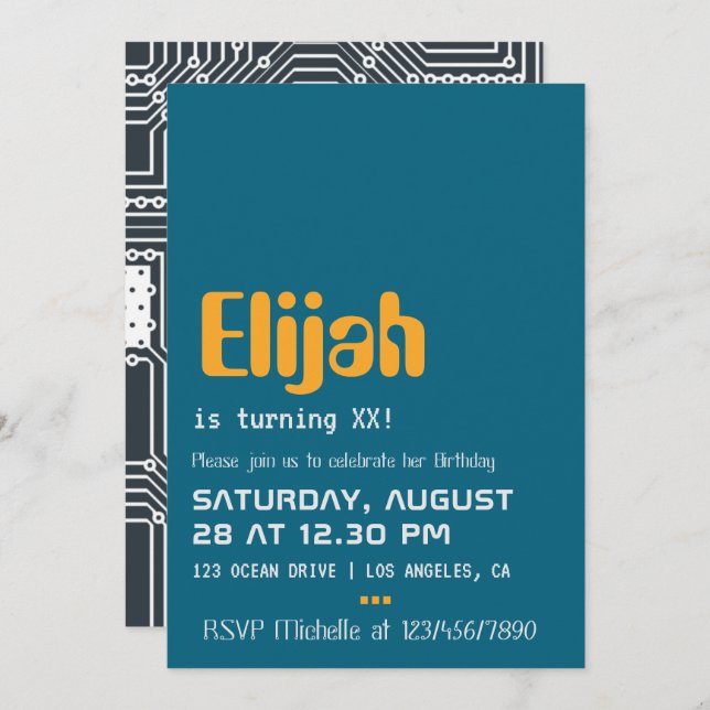 Computer Geek Birthday Party Invitation (Front/Back)