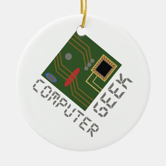 Computer Geek Ceramic Tree Decoration (Front)