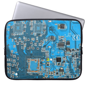 Computer Geek Circuit Board - blue Laptop Sleeve