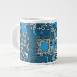 Computer Geek Circuit Board Blue Large Coffee Mug