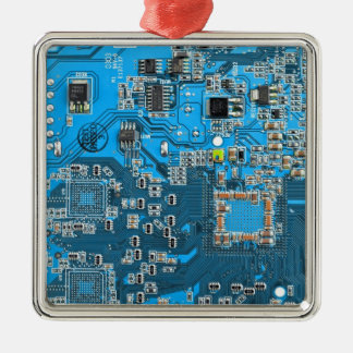 Computer Geek Circuit Board - Blue Metal Tree Decoration