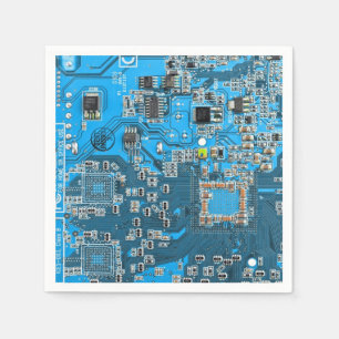 Computer Geek Circuit Board Blue Napkin