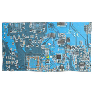 Computer Geek Circuit Board Blue Pillowcase