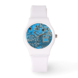 Computer Geek Circuit Board Blue Watch