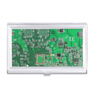 Computer Geek Circuit Board Green Business Card Holder