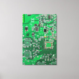 Computer Geek Circuit Board Green Canvas Print