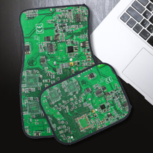 Computer Geek Circuit Board Green Car Mat