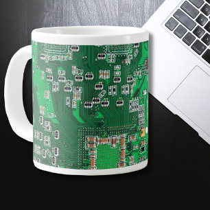 Computer Geek Circuit Board Green Large Coffee Mug