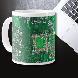 Computer Geek Circuit Board Green Large Coffee Mug