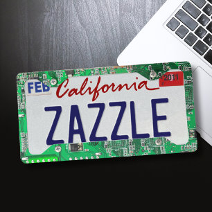 Computer Geek Circuit Board Green Licence Plate Frame