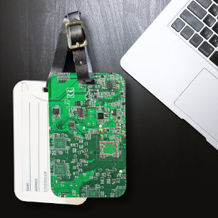 Computer Geek Circuit Board Green Luggage Tag