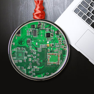 Computer Geek Circuit Board - Green Metal Tree Decoration