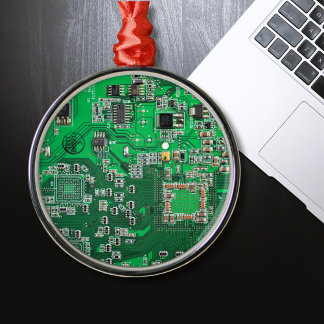 Computer Geek Circuit Board - Green Metal Tree Decoration