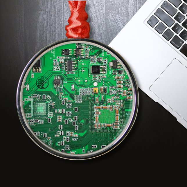 Computer Geek Circuit Board - Green Metal Tree Decoration (Creator Uploaded)