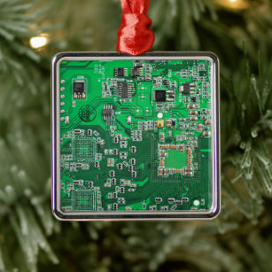 Computer Geek Circuit Board - Green Metal Tree Decoration