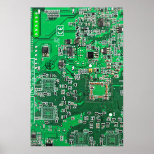 Computer Geek Circuit Board Green Poster