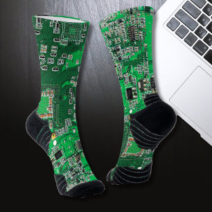 Computer Geek Circuit Board Green Socks