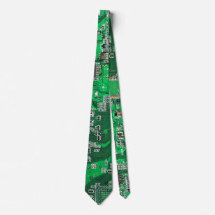 Computer Geek Circuit Board Green Tie