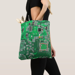 Computer Geek Circuit Board Green Tote Bag
