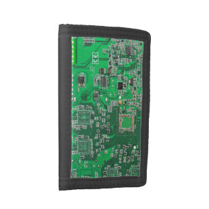 Computer Geek Circuit Board Green Trifold Wallet