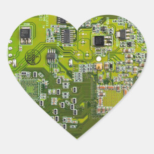 Computer Geek Circuit Board Light Green Heart Sticker
