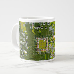 Computer Geek Circuit Board Light Green Large Coffee Mug