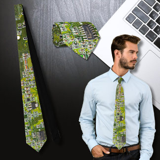Computer Geek Circuit Board Light Green Tie