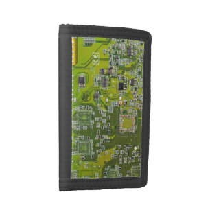 Computer Geek Circuit Board Light Green Trifold Wallet