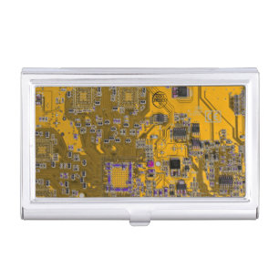 Computer Geek Circuit Board Light Orange Business Card Holder