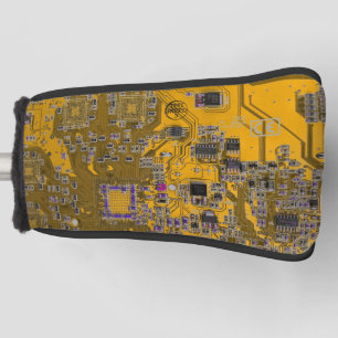 Computer Geek Circuit Board Light Orange Golf Head Cover