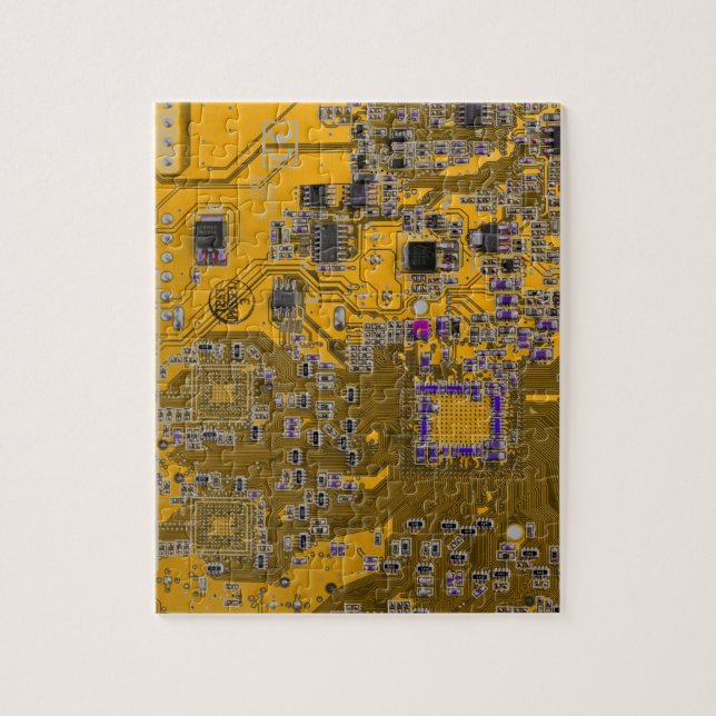 Computer Geek Circuit Board - Light Orange Jigsaw Puzzle (Vertical)