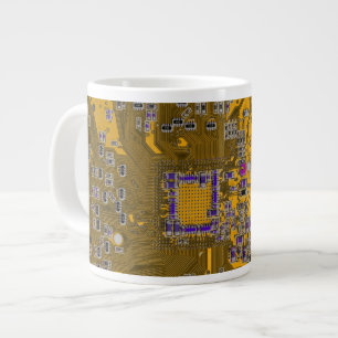 Computer Geek Circuit Board Light Orange Large Coffee Mug