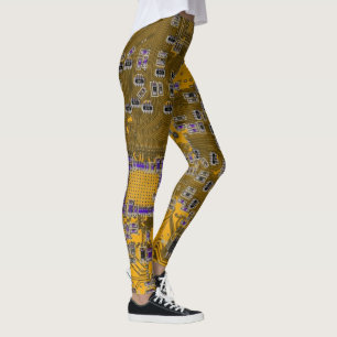 Computer Geek Circuit Board Light Orange Leggings