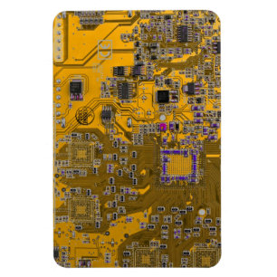 Computer Geek Circuit Board Light Orange Magnet