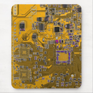 Computer Geek Circuit Board Light Orange Mouse Mat