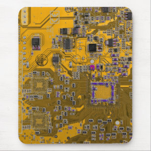 Computer Geek Circuit Board Light Orange Mouse Mat