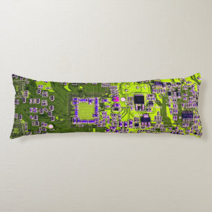 Computer Geek Circuit Board Neon Yellow Body Cushion