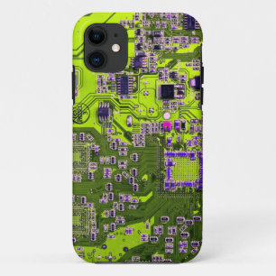 Computer Geek Circuit Board - neon yellow iPhone 11 Case