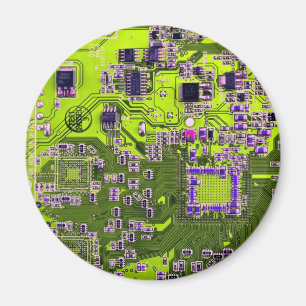 Computer Geek Circuit Board Neon Yellow Magnet