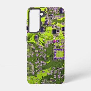 Computer Geek Circuit Board Neon Yellow Samsung Galaxy Case
