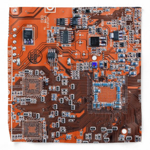 Computer Geek Circuit Board Orange Bandana