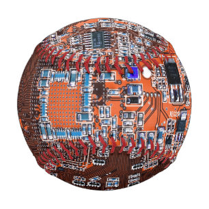 Computer Geek Circuit Board Orange Baseball