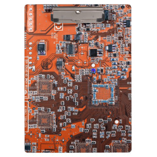 Computer Geek Circuit Board Orange Clipboard