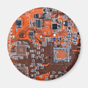 Computer Geek Circuit Board - orange Magnet