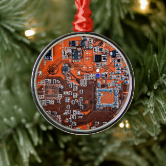 Computer Geek Circuit Board - Orange Metal Tree Decoration
